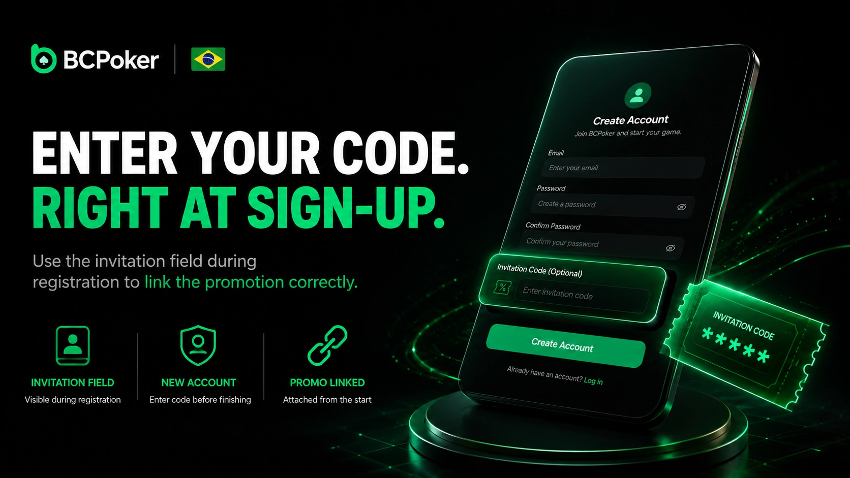 BC Poker Brazil invitation code registration