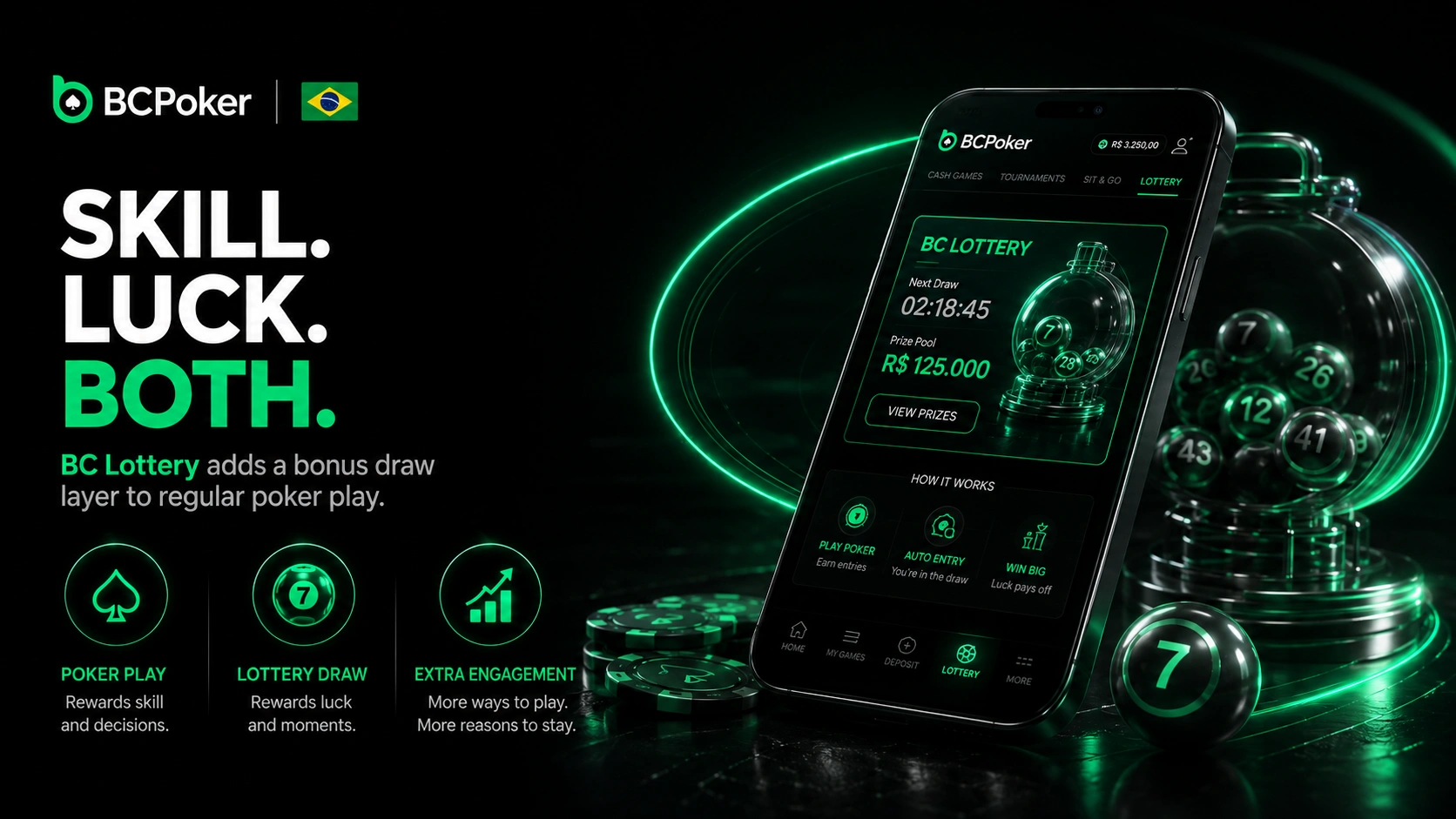 BC Poker Brazil lottery gameplay on mobile